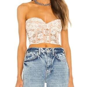 Bardot Womens Soft Peach Lace Bustier Size M